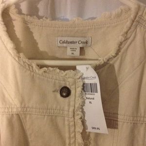 Coldwater Creek cream Denim Jacket TERRIBLE PHOTOS